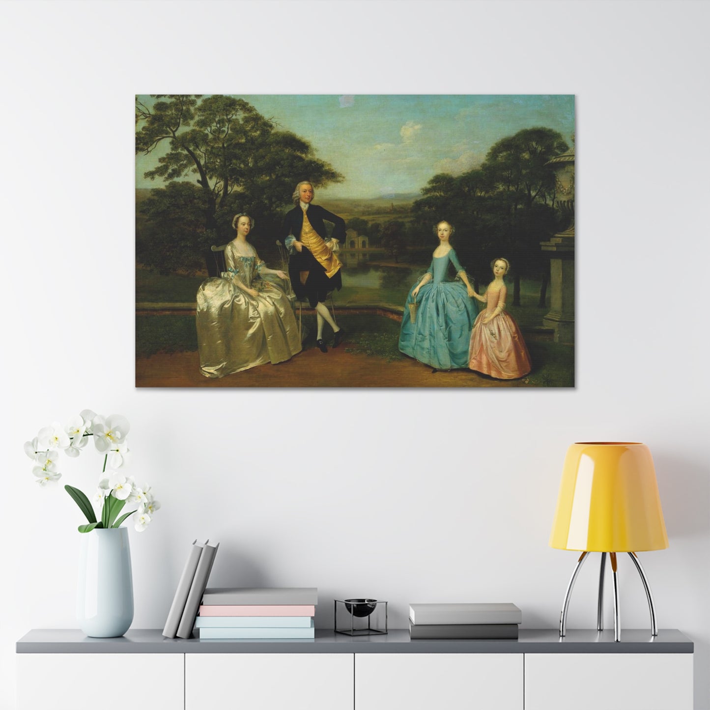 Elevate your home decor with a captivating canvas wrap depicting the charming English 18th-century James Family