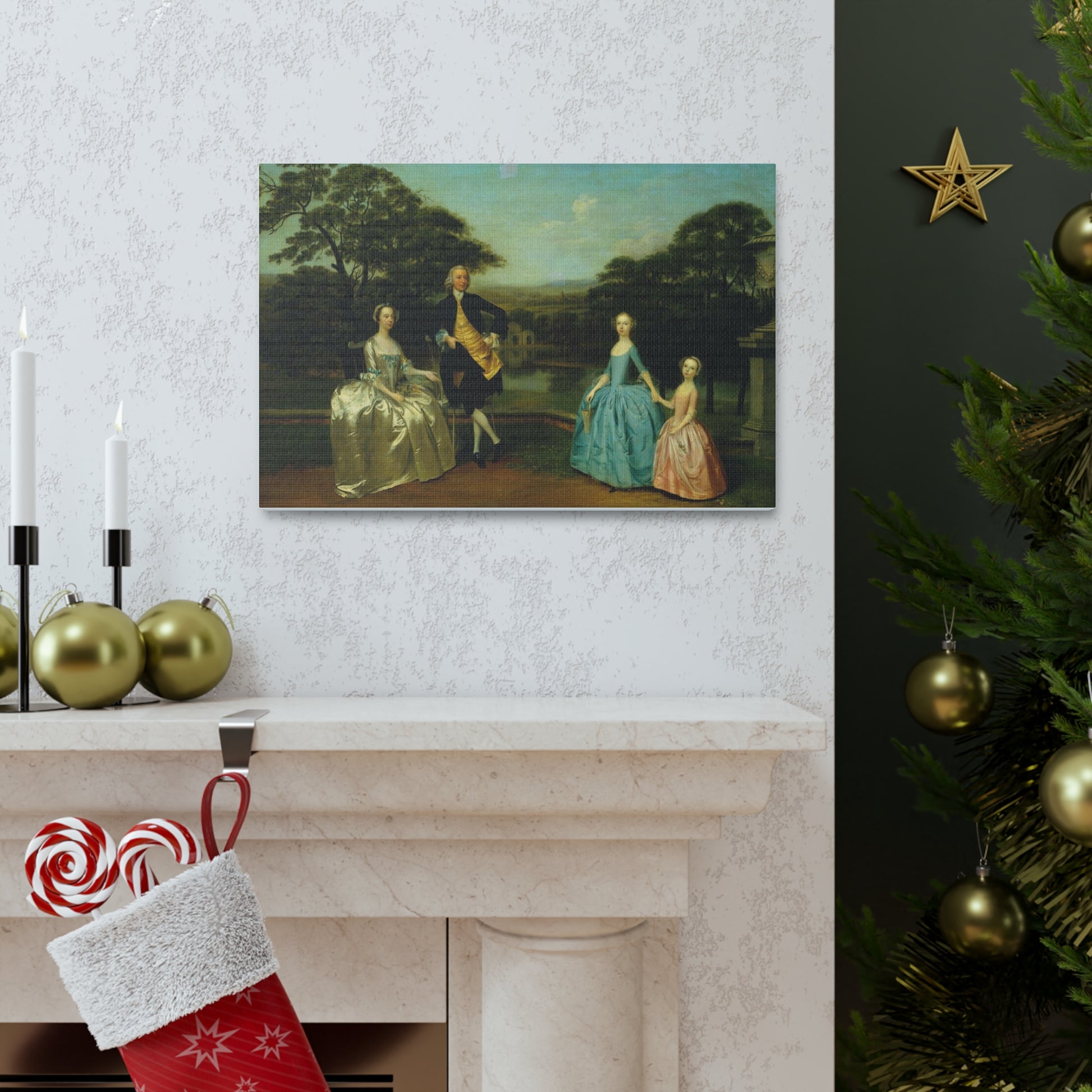 Elevate your home decor with a captivating canvas wrap depicting the charming English 18th-century James Family