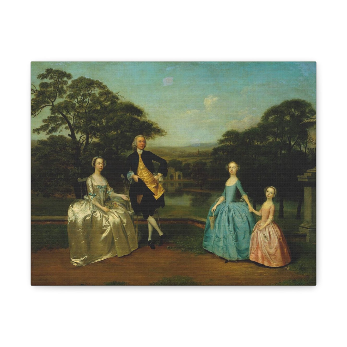 Elevate your home decor with a captivating canvas wrap depicting the charming English 18th-century James Family