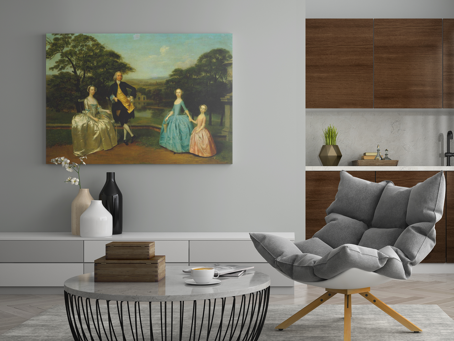 Elevate your home decor with a captivating canvas wrap depicting the charming English 18th-century James Family