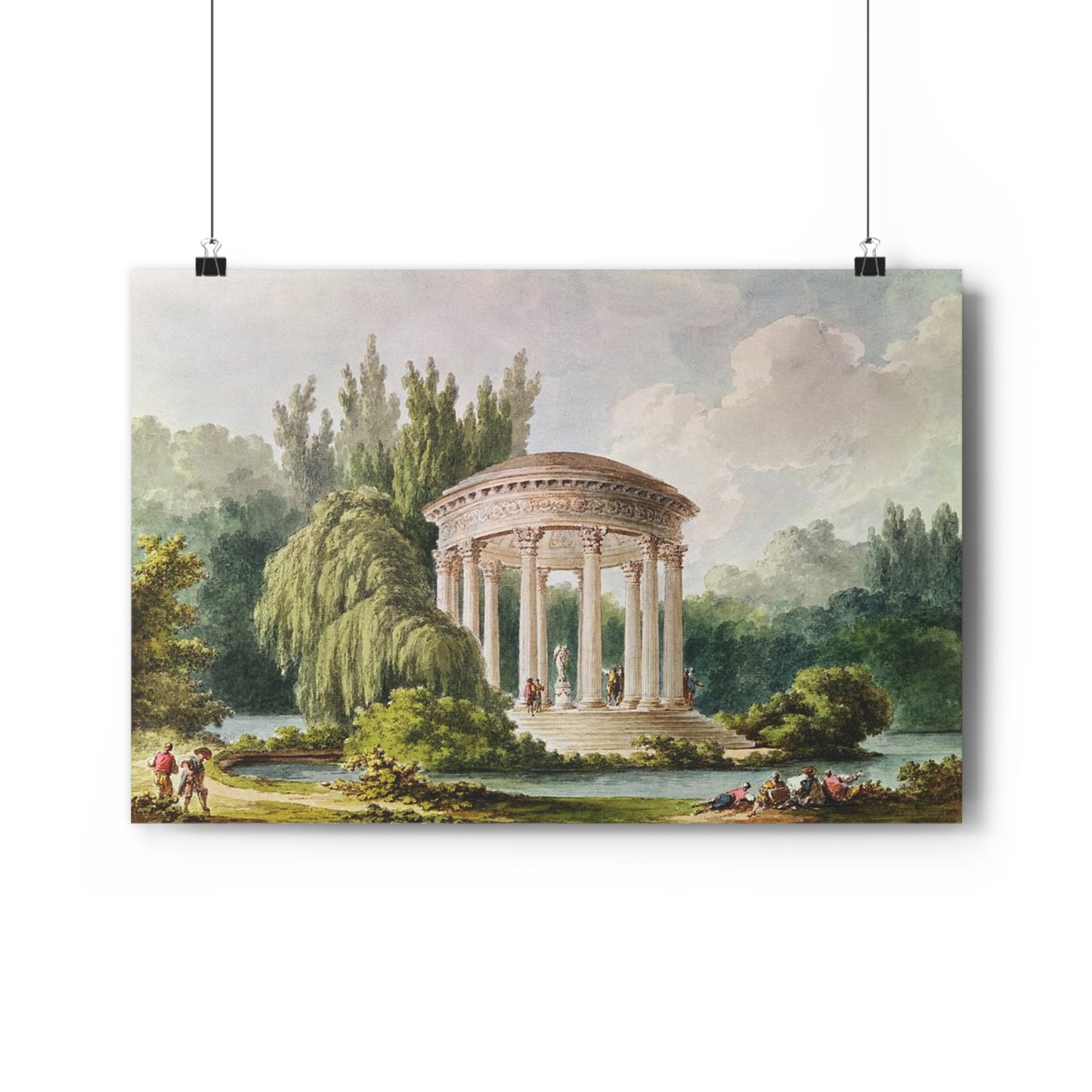 Transport yourself to the beauty of Marie Antoinette's private chateau with this exquisite 18th century watercolor fine art print "Views of the Temple of Love" in the gardens of the Petit Trianon in Versailles.