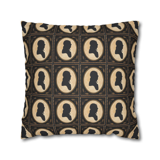 Add a touch of Victorian elegance to your living space with this faux suede pillowcase featuring a silhouette portrait design. 