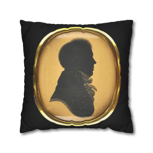 Add a touch of Victorian elegance to your living space with this faux suede pillowcase featuring a silhouette portrait design. 