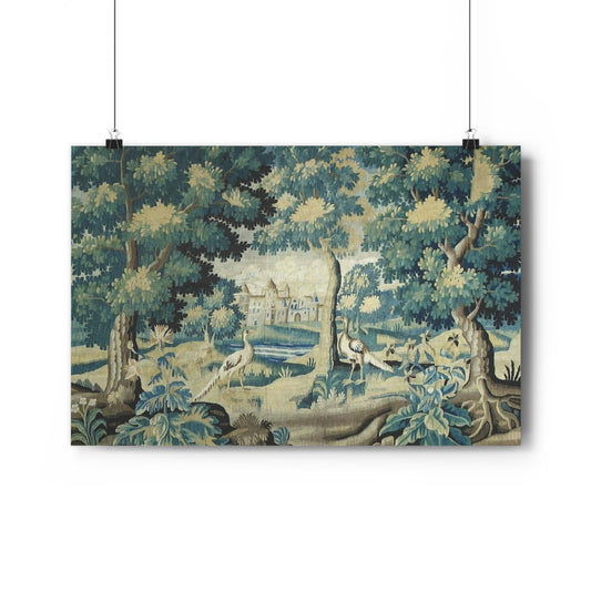 Elevate your home decor with this fine art print featuring a french verdure 18th-century tapestry. Perfect for art enthusiasts and those who appreciate historical and intricate designs. 