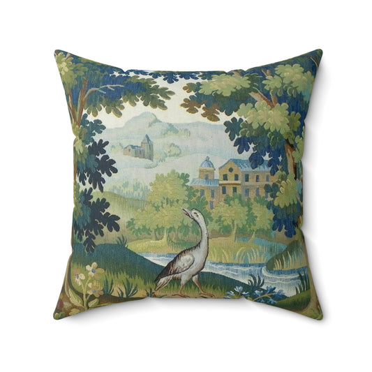 Transport yourself to a serene 19th-century French garden with this stunning Verdure Aubusson Tapestry Pillow Cushion inspired by 19th-century design.