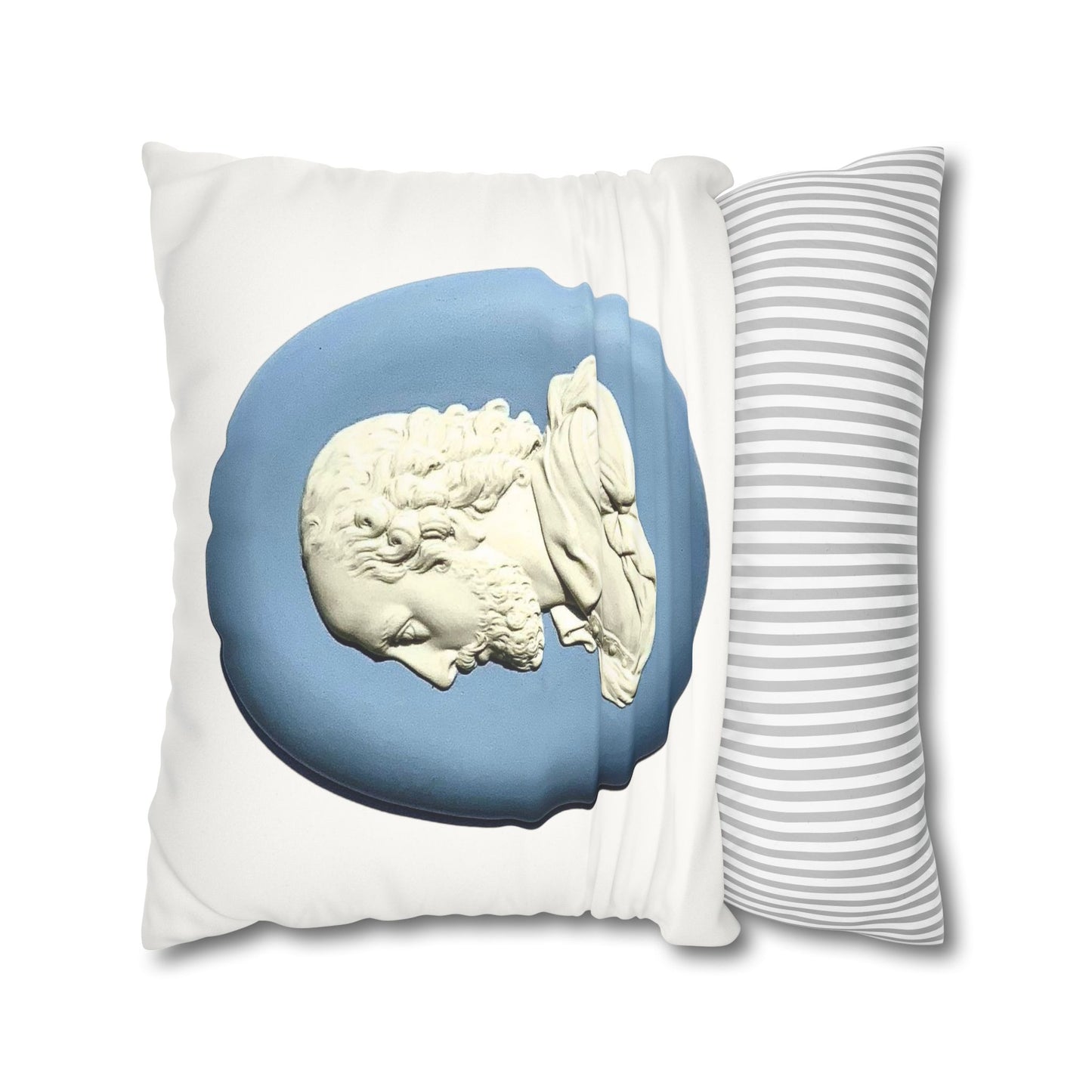 Wedgwood-inspired pillow featuring a jasperware plaque of William Shakespeare. This elegant and literary pillowcase adds a touch of classic sophistication to your home decor. 