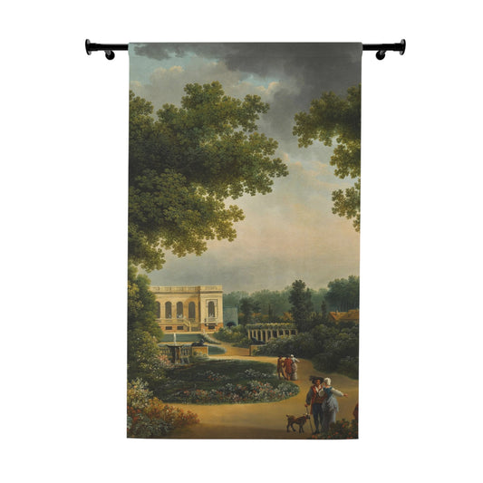 Bring a touch of 18th century French art to your home with this window curtain featuring an antique landscape painting. The vibrant colors and blackout fabric provide both style and functionality.