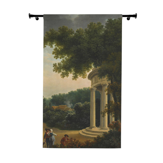 Bring a touch of 18th century French art to your home with this window curtain featuring an antique landscape painting. The vibrant colors and blackout fabric provide both style and functionality.