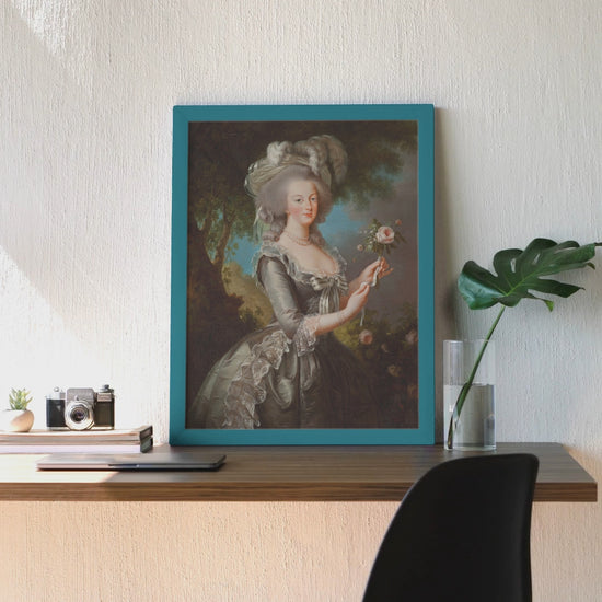 This Marie Antoinette poster captures the elegance and sophistication of the Versailles era. This French antique style poster adds a touch of vintage charm to any home decor.